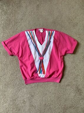 Teddi vintage windbreaker top shoulder pad neon small medium